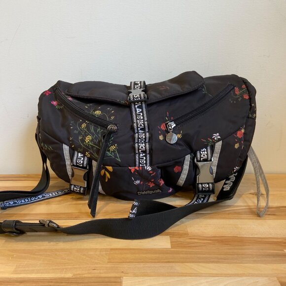 Desigual Floral Print Crossbody Bag With Multiple Zipper Compartments&Adjustable - Picture 2 of 16